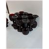 Image 2 : Vintage Avon Cape Cod Ruby Red (12)Glass Goblets and (2)Salt Pepper Shakers -