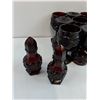 Image 3 : Vintage Avon Cape Cod Ruby Red (12)Glass Goblets and (2)Salt Pepper Shakers -