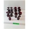 Image 1 : Vintage Avon Cape Cod Ruby Red (12)Glass Goblets and (2)Salt Pepper Shakers -