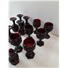 Image 2 : Vintage Avon Cape Cod Ruby Red (12)Glass Goblets and (2)Salt Pepper Shakers -