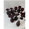 Image 3 : Vintage Avon Cape Cod Ruby Red (12)Glass Goblets and (2)Salt Pepper Shakers -