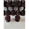 Image 5 : Vintage Avon Cape Cod Ruby Red (12)Glass Goblets and (2)Salt Pepper Shakers -