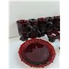 Image 2 : Vintage Avon Cape Cod Ruby Red (6) Glasses With Handles, (2) Plates, Small Bowl, Salt Shaker