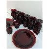 Image 4 : Vintage Avon Cape Cod Ruby Red (6) Glasses With Handles, (2) Plates, Small Bowl, Salt Shaker