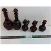 Image 1 : Vintage Avon Cape Cod Ruby Red Glass (2) Decanters, (3) Small Decanters