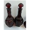 Image 2 : Vintage Avon Cape Cod Ruby Red Glass (2) Decanters, (3) Small Decanters