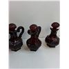Image 3 : Vintage Avon Cape Cod Ruby Red Glass (2) Decanters, (3) Small Decanters