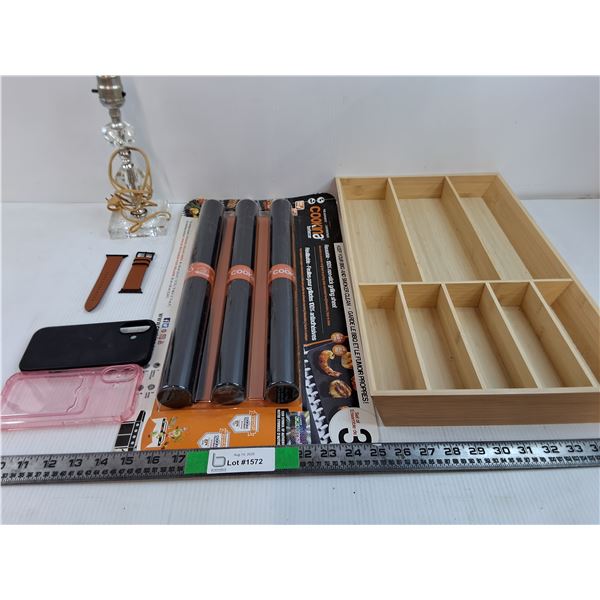 Misc Lot - Phone Cases, Apple Watch Bands, Grill/Barbeque Mats, Cutlery Organizer, Lamp - AS IS