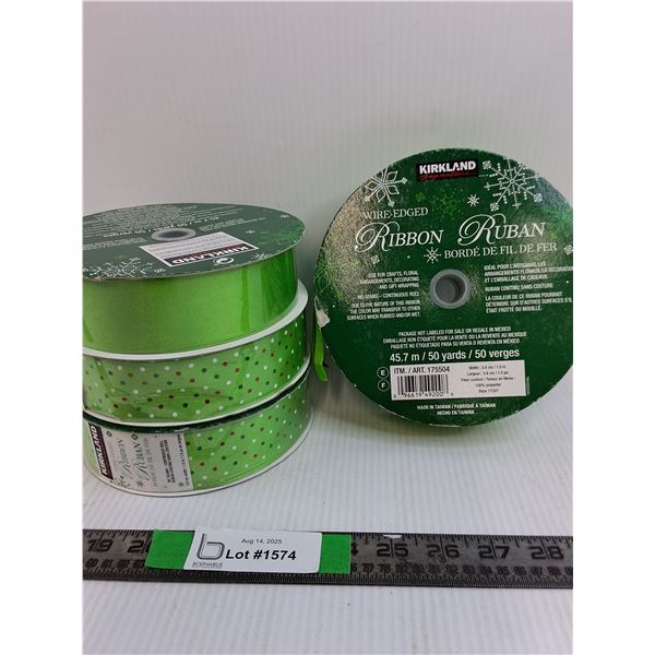 (4) Rolls of Kirkland Wire Edged Ribbon
