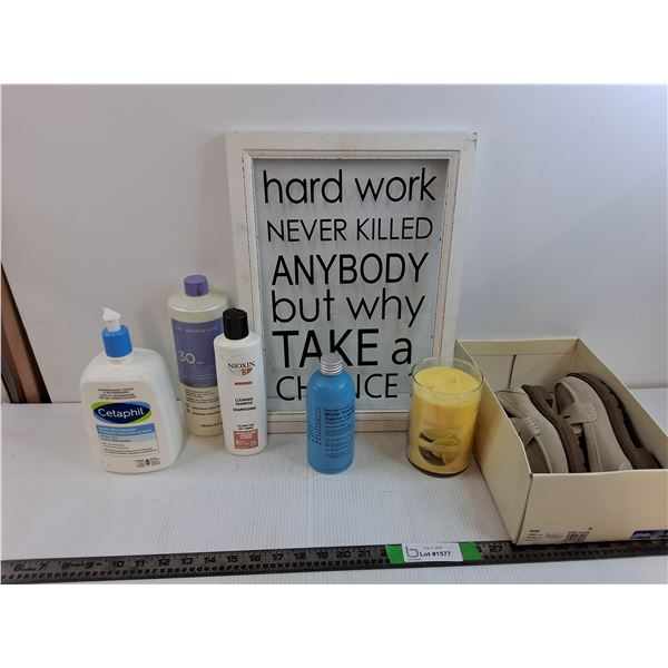 Bathroom Hygiene Products, Candle, Glass Phrase Hanging Frame, 6.5 Women's Shoes