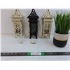 Image 1 : Pagoda Metal Candle Holders Display With Fake Plant In Pot