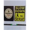 Image 1 : Guinness Brewery sign and Slow Down Kids and Pets At Play Sign Aluminum