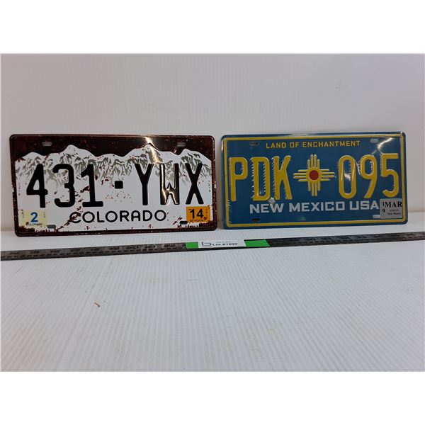 (2) American License Plates Colorado and New Mexico
