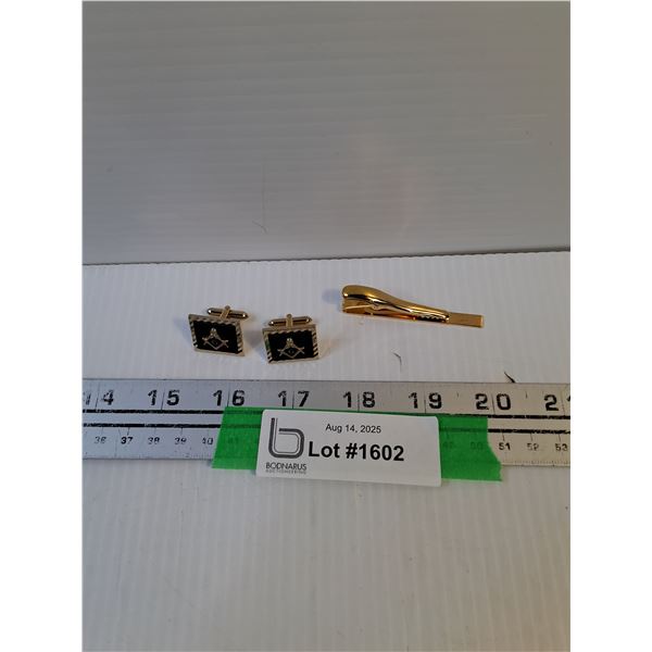 Masonic Cuff Links And Tie Clip