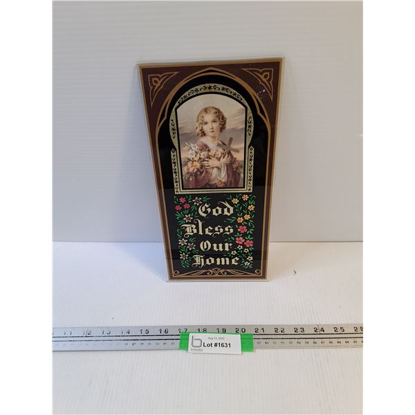 6" x 12" God Bless Our Home Glass Picture