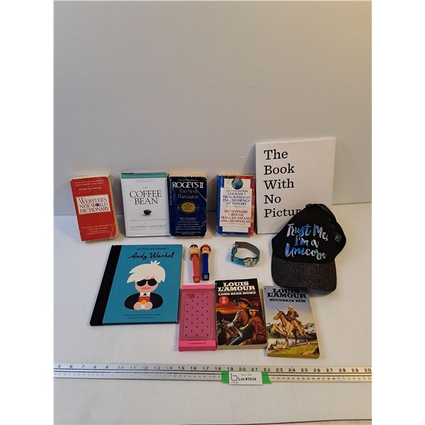 (8) Books, (2) Pez Dispensers,  Iphone 4 Phone Case, Misc