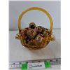 Image 1 : Glass Basket With Painted Eggs - As Is CANNOT SHIP