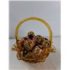 Image 2 : Glass Basket With Painted Eggs - As Is CANNOT SHIP