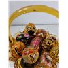 Image 4 : Glass Basket With Painted Eggs - As Is CANNOT SHIP