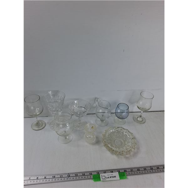 Ashtray, Tooth Pick Holder, (7) Glasses