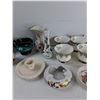 Image 4 : Candle Holder, (4) Cups And Saucers, Ashtray, Misc