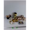 Image 1 : (2) Salt & Pepper Shakers, (2) Cups, Candle, Misc - CANNOT SHIP