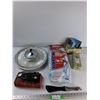 Image 1 : Lazy Susan Crystal Tray, Electric Iron, Tongs, Misc