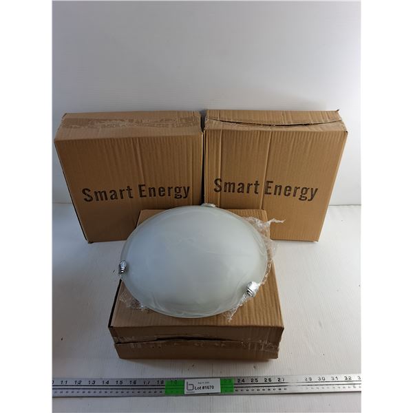 (3) Smart Energy Ceiling Light Fixtures - New, 12" x 3"