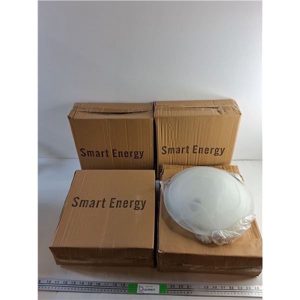 (4) Smart Energy Ceiling Light Fixtures - New, 12" x 3"
