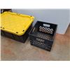 Image 2 : **Milk Crate and Plastic Tote with Lid 27" x 18" x 12", Cannot Ship