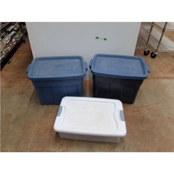 ** Rubbermaid Plastic Totes with Lids 16" x 22" x 15" and Plastic Container with Lid - Cannot Ship
