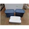 Image 1 : ** Rubbermaid Plastic Totes with Lids 16" x 22" x 15" and Plastic Container with Lid - Cannot Ship