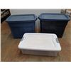 Image 2 : ** Rubbermaid Plastic Totes with Lids 16" x 22" x 15" and Plastic Container with Lid - Cannot Ship