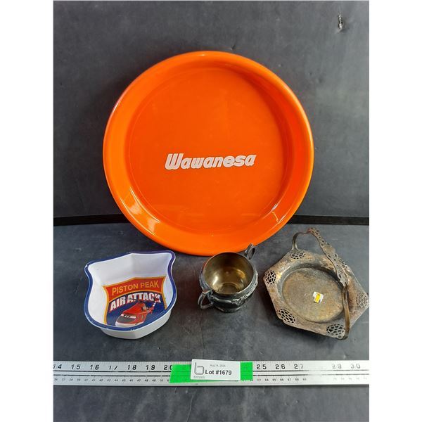 Wawanesa, Piston Peak and Silver Plated Serving Dishes and Silver Plated Sugar Dish