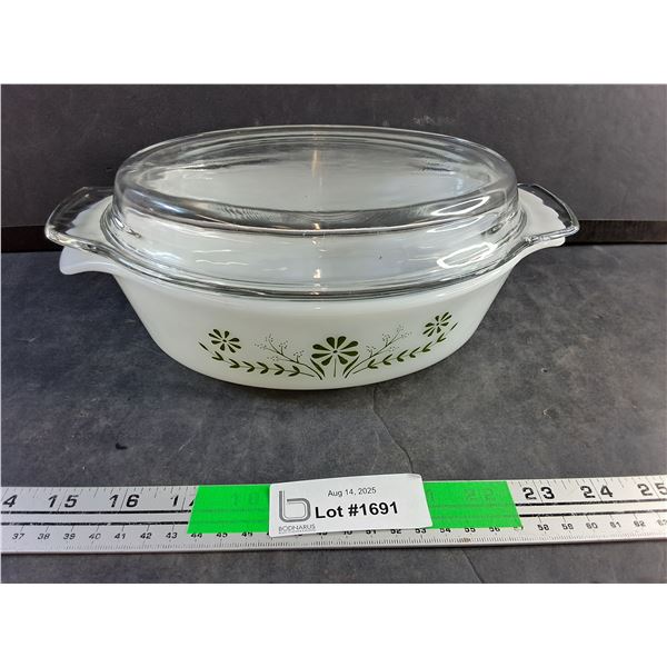 Milk Glass Casserole Dish with Lid