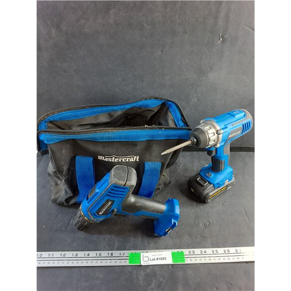 (2)  Mastercraft 20V Cordless Drills - Tested, Comes with Battery and a Bag