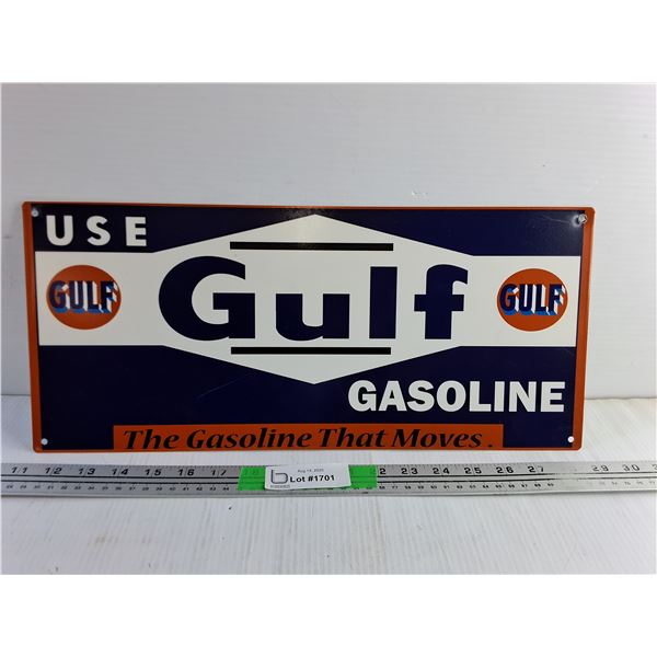 Use Gulf Gasoline Wall Sign 18" x 8"