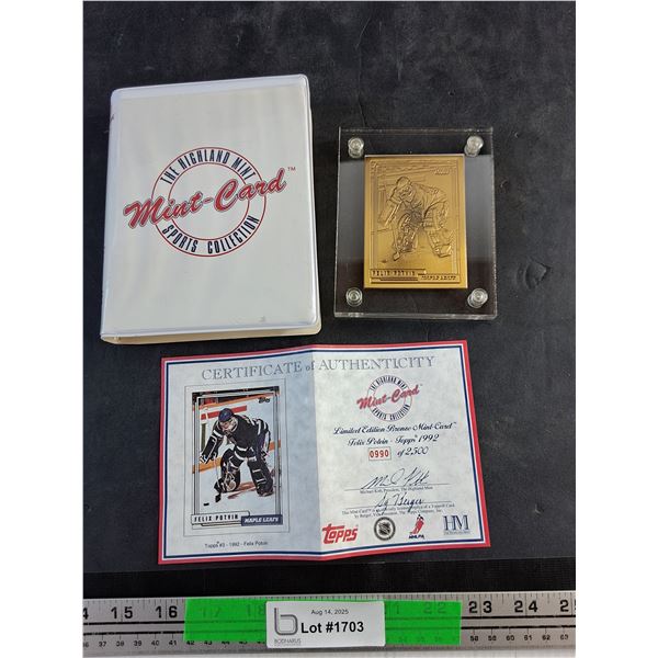 ^Limited Edition Bronze Mint Card Felix Potvin Topps 1992 990/2500 - Comes with a Certificate