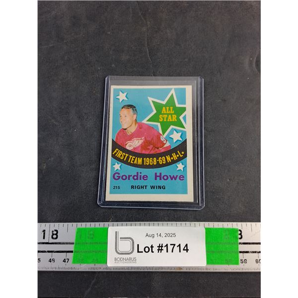 Vintage First Team 1968-69 All Star Gordie Howe Trading Hockey Card - Authenticity Not Guaranteed