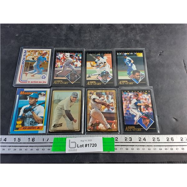 Various Baseball Trading Carda - Pete Rose, Will Clark and Tom Glavine