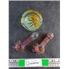 Image 1 : (2) Glass Smoking Pipes, Glass Ash Tray