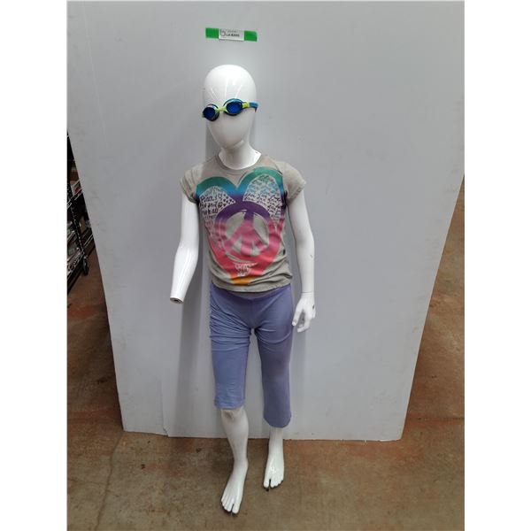 *Child Mannequin w/Articulating Arms - 60", Swimming Goggles, T Shirt, Pants - Size S, Cannot Ship