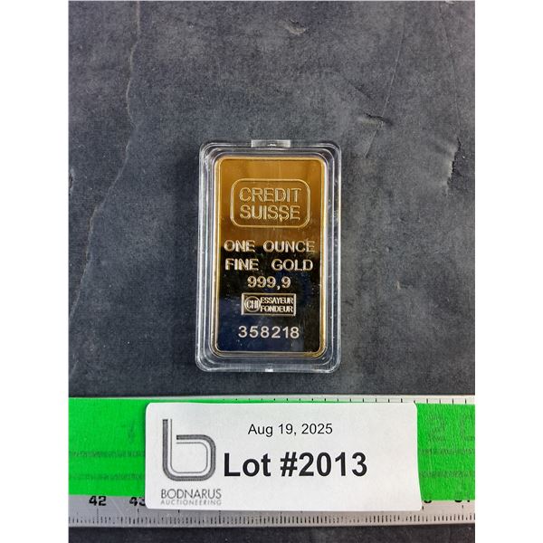 REPLICA Credit Suisse One Ounce Fine Gold 999.9 Bar - AUTHENTICITY NOT GUARANTEED