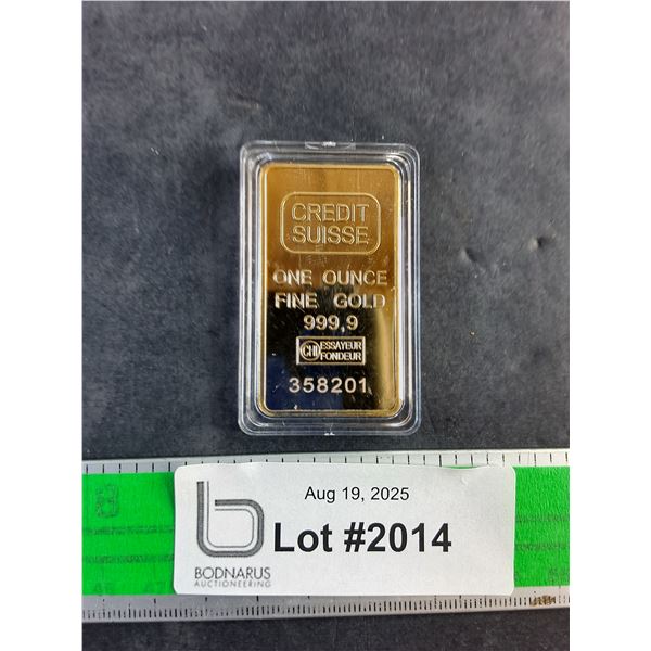 REPLICA Credit Suisse One Ounce Fine Gold 999.9 Bar - AUTHENTICITY NOT GUARANTEED