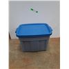 Image 1 : **Rubbermaid Roughneck Plastic Tote with Lid - 21" x 15" x 16", Cannot Ship