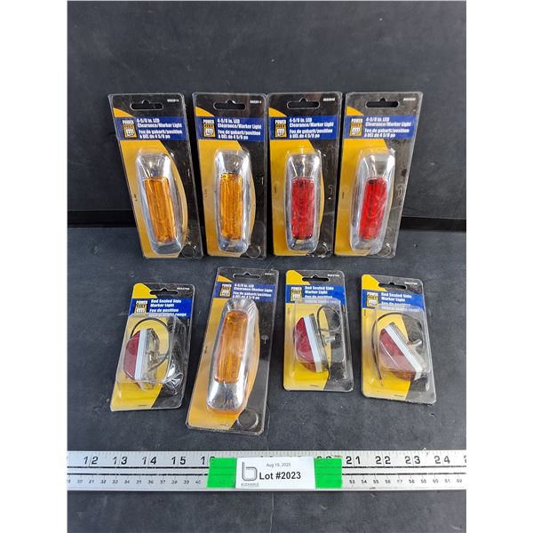 Power Fist Red Sealed Side Marker Lights and 4-5/8" LED Clearance /Marker Lights - New