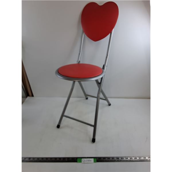 32x12″ Red Heart Foldable Metal Chair  -  PICK UP