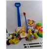 Image 3 : Lot of Various Fisher Price Toys, (2) 17″ Mini Hockey Sticks, Flamingo Beanie Baby, Misc