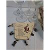 Image 3 : Wine Lot -(4)Wine Glasses, (8)Collector Spoons, Wine Charms, Invites, (4) Glasses, Serving Dish