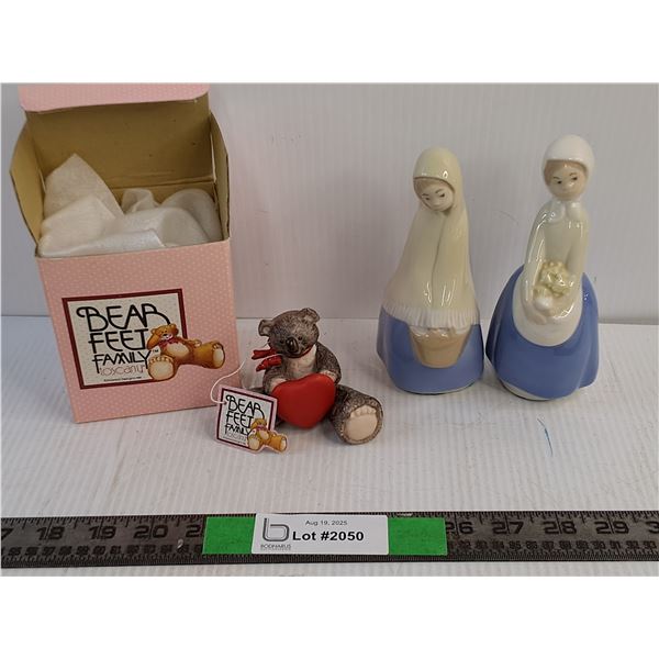 Vintage (2)Porcelain Rex Valancia Four Seasons Series, Bear Feet Porcelain Koala